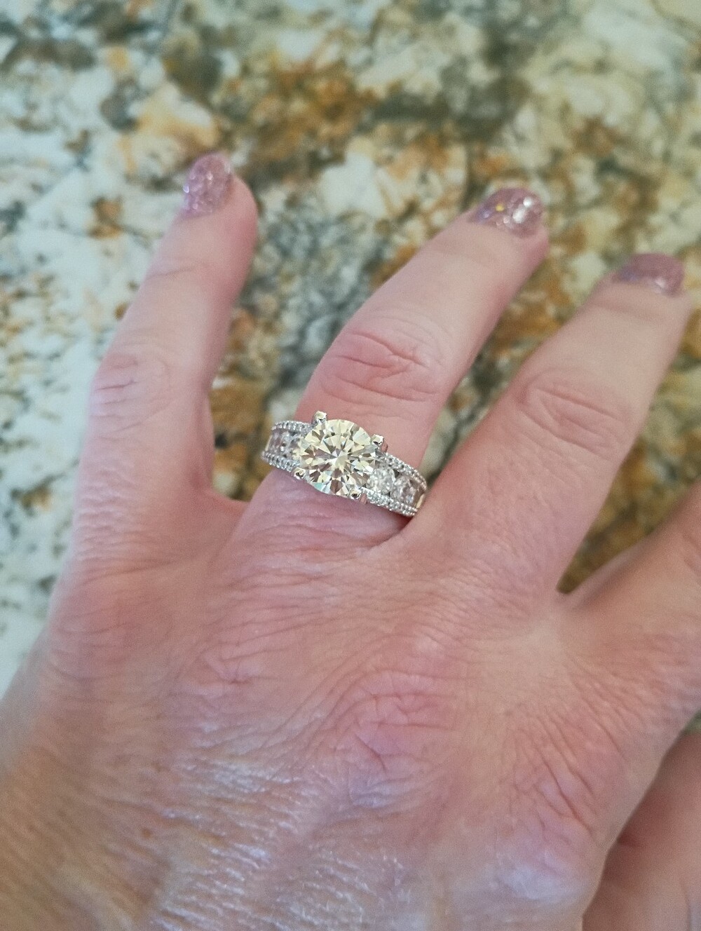3 CT Round Moissanite Sterling Silver Ring With GRA Card Size 7